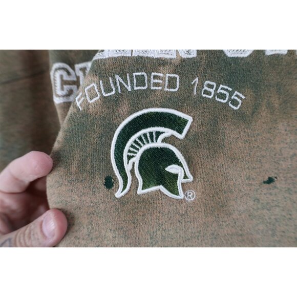Vtg 90s Mens XL Distressed Acid Wash Michigan State University Hoodie Sweatshirt - Picture 5 of 14